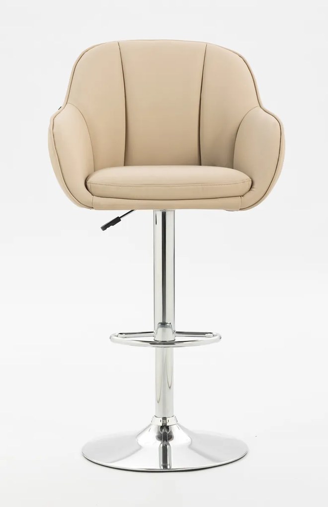 HR2055W Scaun Crem din Piele Ecologica cu Bază Cromata