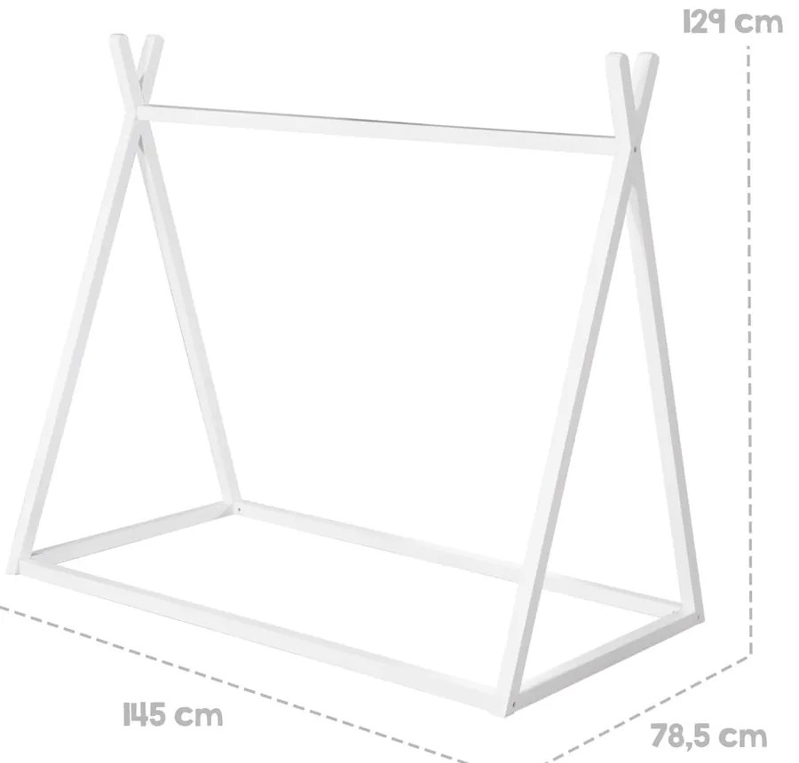 Pat pentru copii alb de tip casă 70x140 cm Montessori – Roba