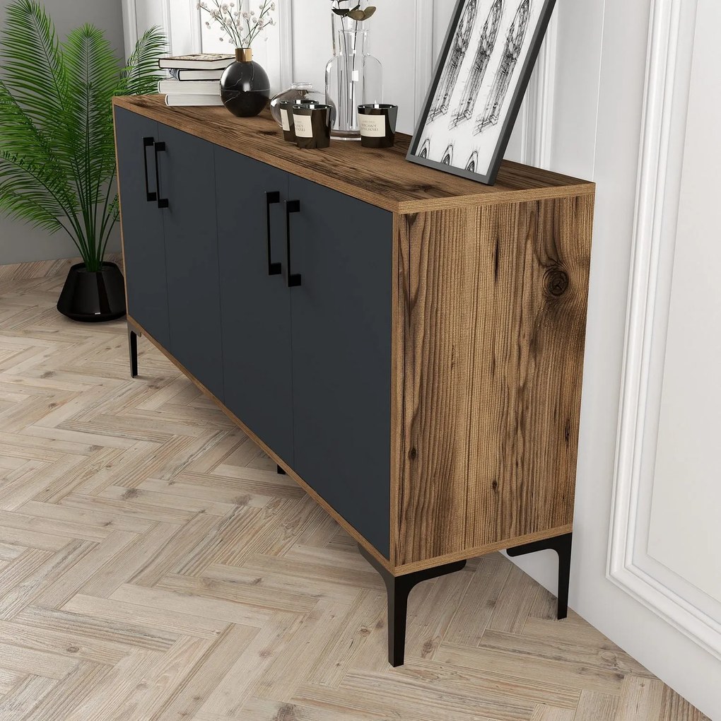 Consolă Kiev 160 - Walnut, Anthracite