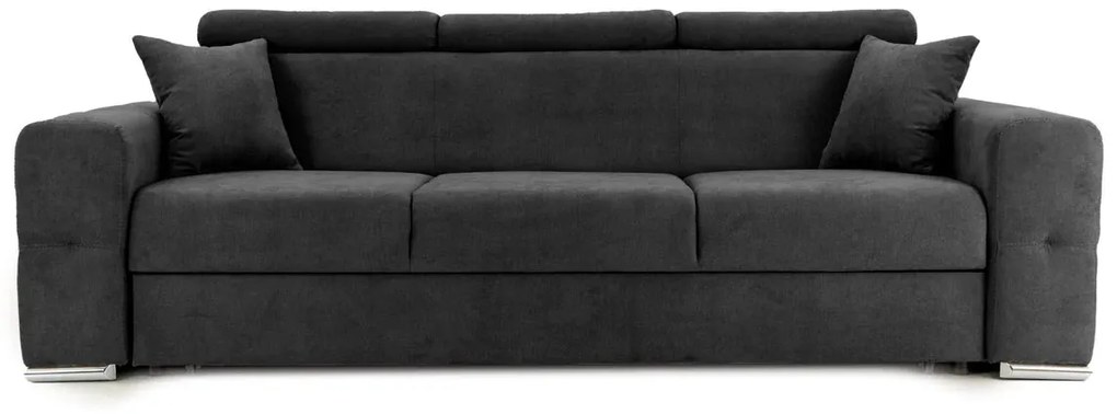 Canapea Extensibilă 3 locuri BELLAGIO, cu tetiere reglabile, 242x95x99 cm, Gri-Inchis-Enjoy