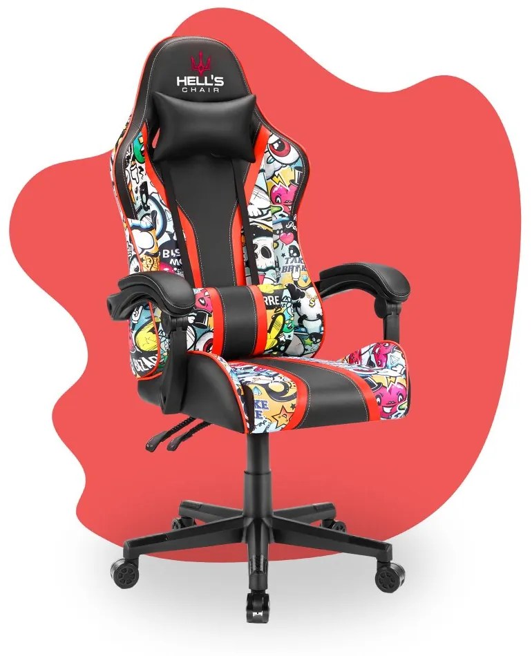 Scaun gaming pentru copii HC - 1005 HERO Graffiti culoare deschisă