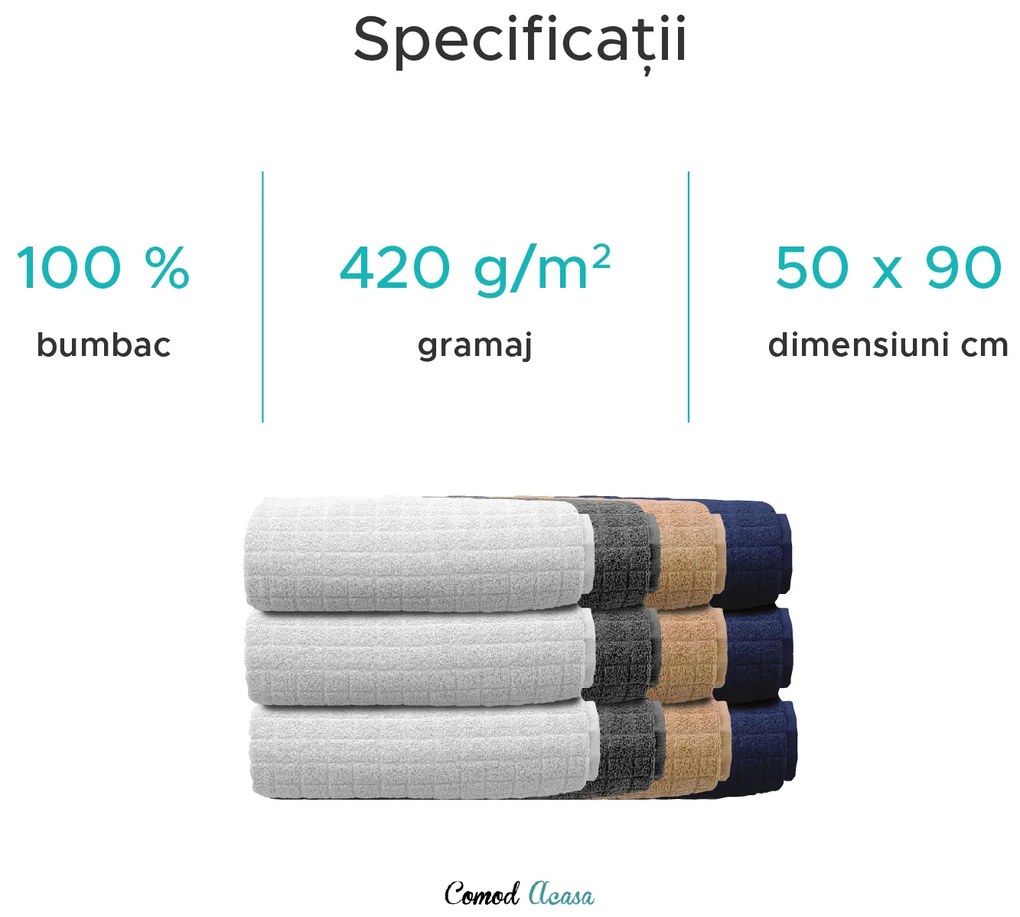 Prosop de maini JERRY 50 x 90 cm gri, 100% bumbac