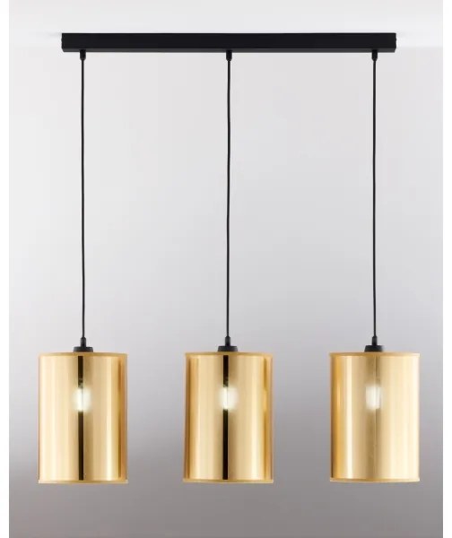 Jupiter 2092 - Lustră suspendată pe cablu CORTINA 3xE27/15W/230V auriu/negru