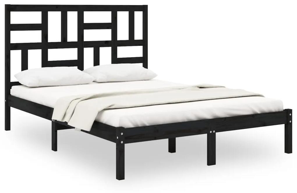 3105924 vidaXL Cadru de pat mic dublu, negru, 120x190 cm, lemn masiv