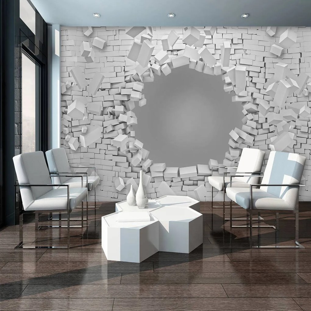 Fototapet - 3D - explozie peretelui din cărămizi (152,5x104 cm)