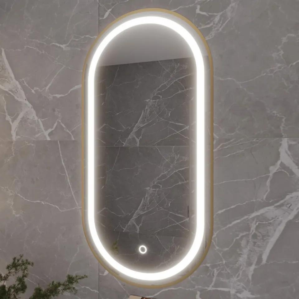 Oglinda ovala, iluminata, cu rama, 50x100x4 cm, Orandiu, Eltap