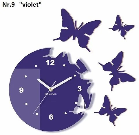 Ceas de perete modern cu fluturi Verde închis
