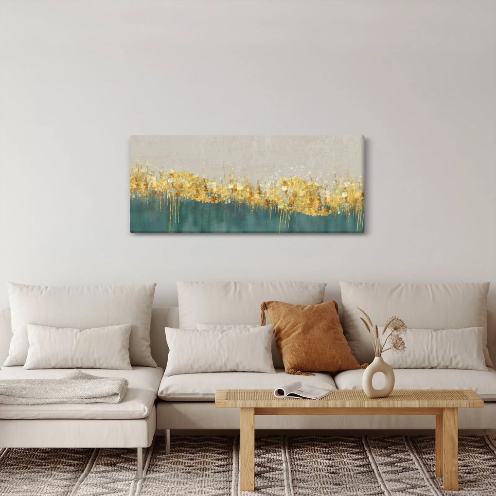 Tablou - Textura cu decor auriu (120x50 cm)