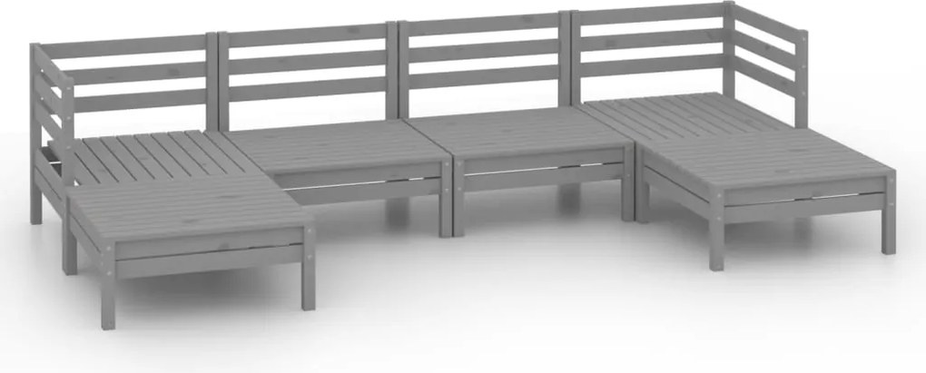 vidaXL Set mobilier de grădină, 6 piese, gri, lemn masiv de pin