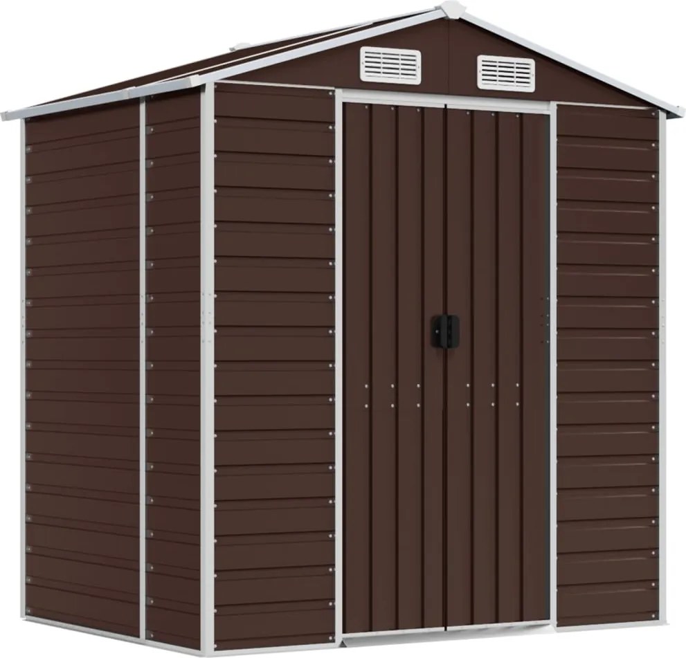 vidaXL Șopron de grădină, maro, 191x130x198 cm, oțel galvanizat