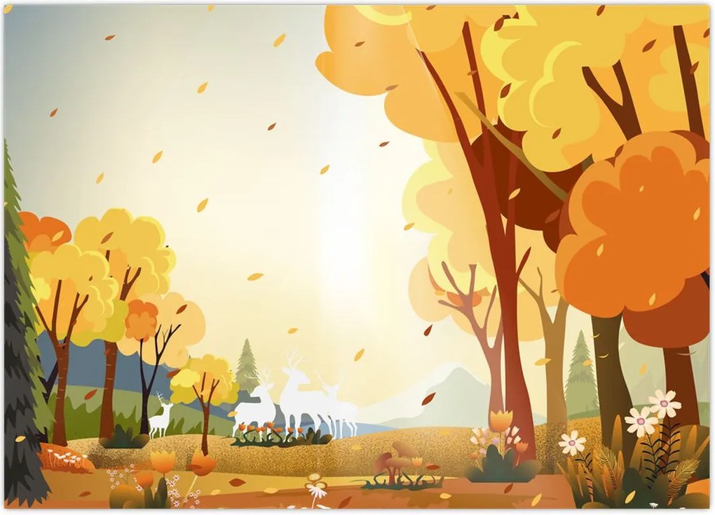 Tablou - Peisaj de toamnă, ilustrație (70x50 cm)