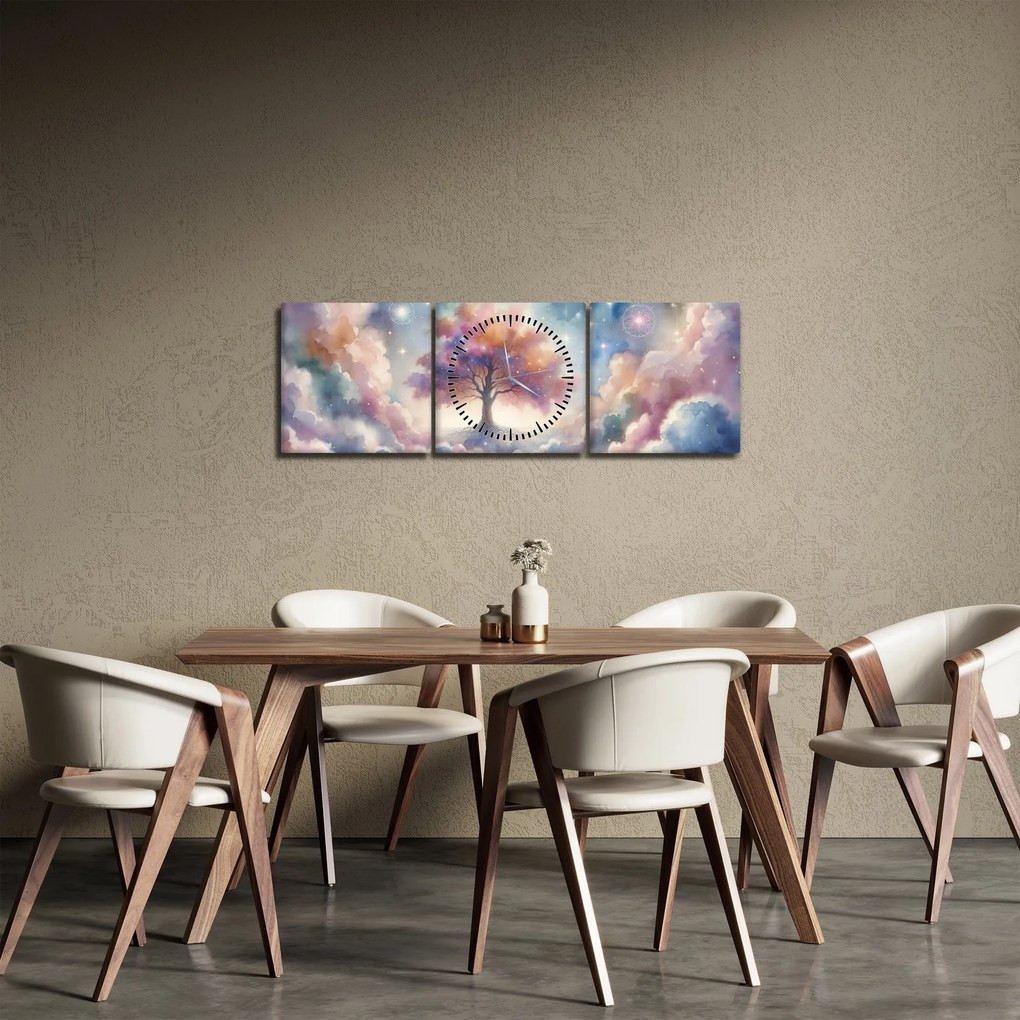 Tablou – Arborele vieții printre nori (cu ceas) (90x30 cm)