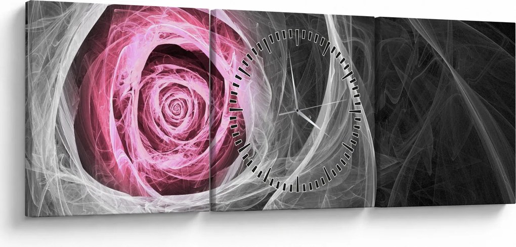 Tablou - Trandafir abstract, fucsia (cu ceas) (90x30 cm)