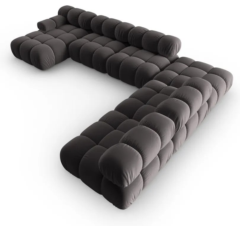 Canapea gri închis cu tapițerie din catifea 379 cm Bellis – Micadoni Home