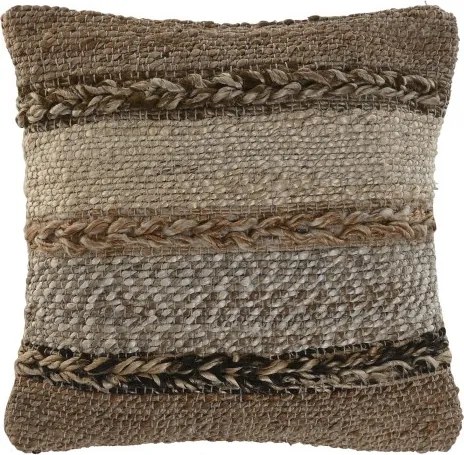 Pernă decorativă din iută, lână și bumbac țesută manual, 45 x 45 cm, „Jute Wool Cushion"