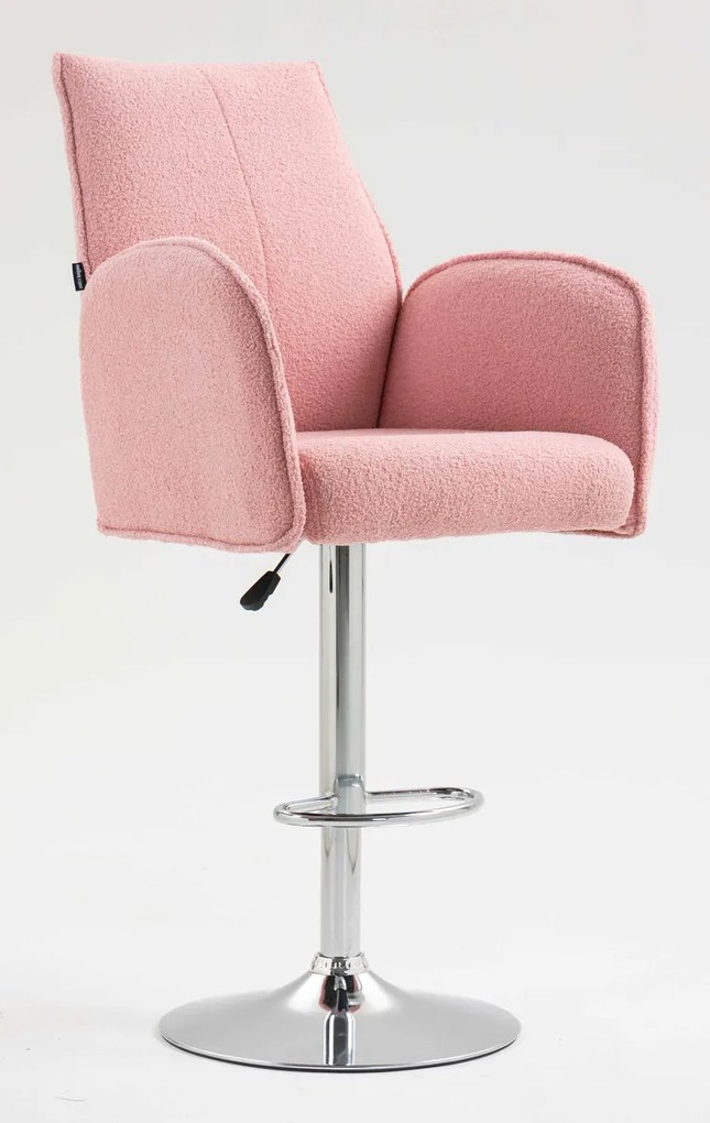 HR280W Scaun Roz Pudra Boucle cu Bază Cromata
