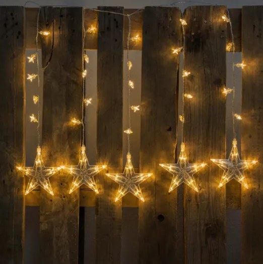 Decor de Crăciun - stele strălucitoare,100 LED-uri, alb cald