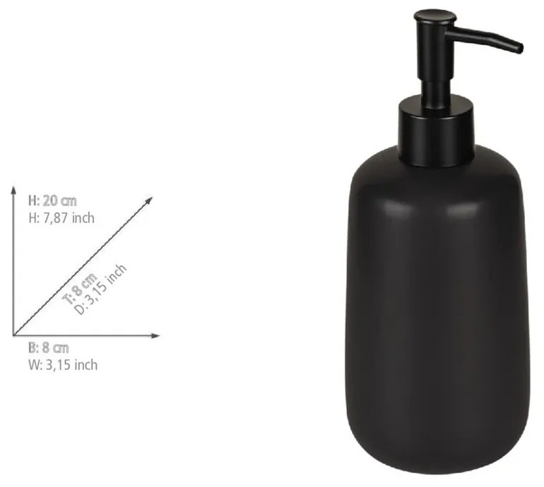 Dozator de săpun lichid negru din ceramică 500 ml Olinda – Allstar