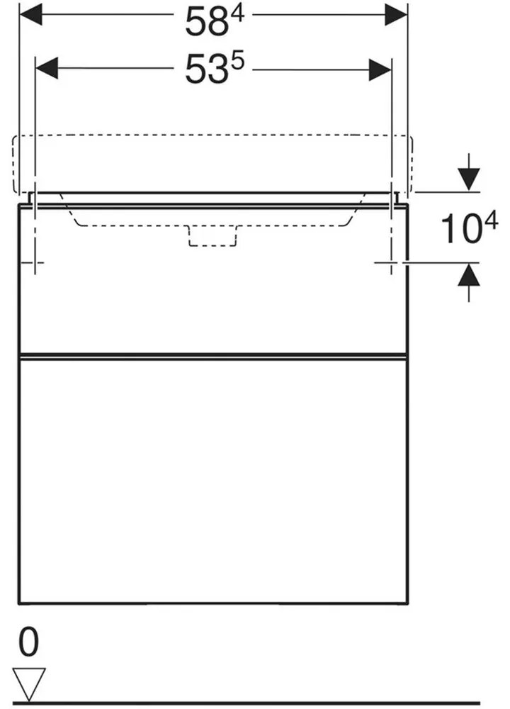 Dulap baza pentru lavoar, 584x470x617 cm, 2 sertare, alb lucios alb mat