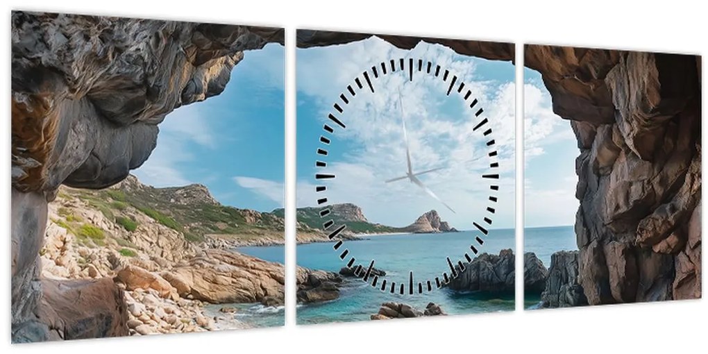 Tablou - Peșteră lângă mare (cu ceas) (90x30 cm)