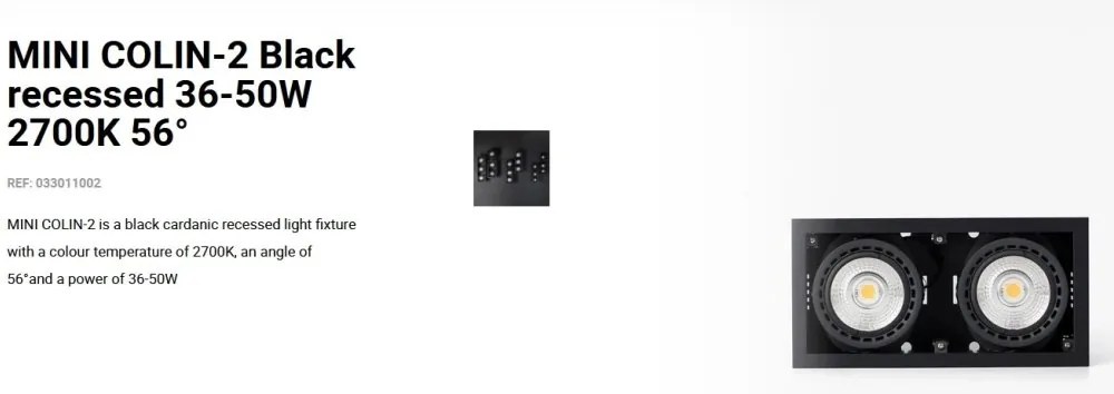 Spot LED incastrabil MINI COLIN-2 Black recessed 36-50W 2700K 56°