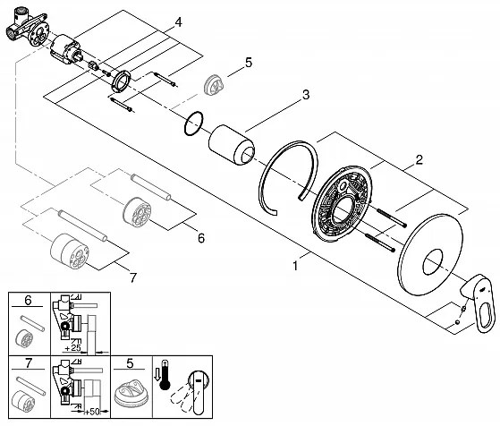 Baterie dus montaj incastrat, o iesire, Grohe Bauloop-29080000