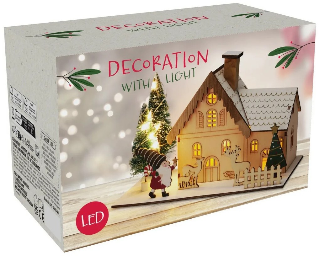 Decorațiuni LED de Crăciun Casă de iarnă,20x10x12,5 cm, decor 1