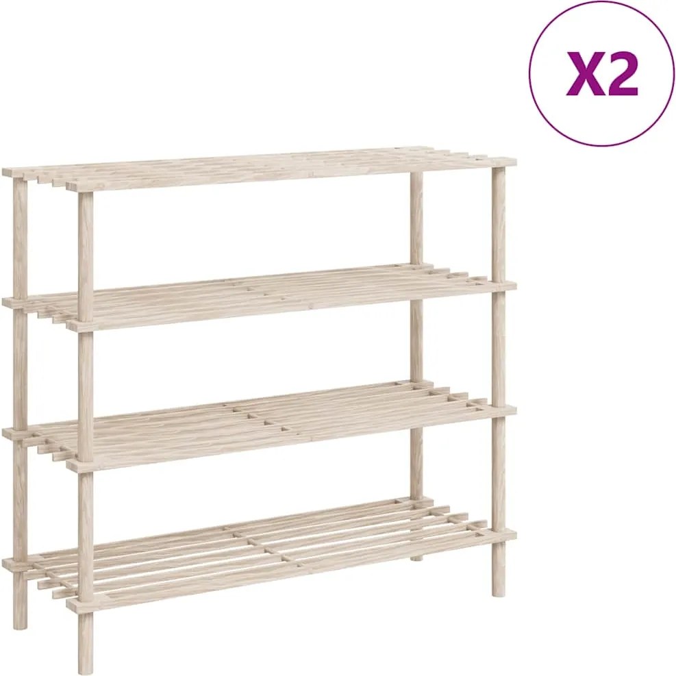vidaXL Raft de pantofi cu 4 niveluri, 2 buc., lemn masiv de brad