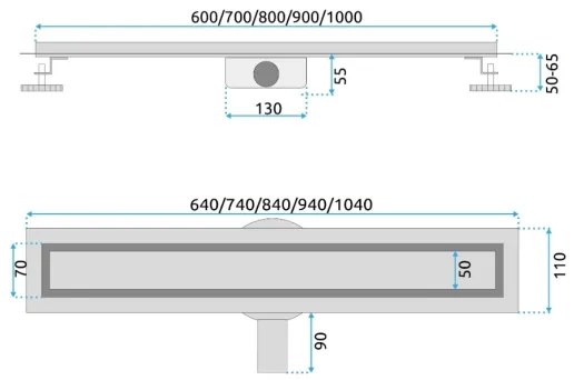 REA-G2703 - Rigolă de scurgere NEOX PRO, 80 cm, oțel inoxidabil, auriu periat