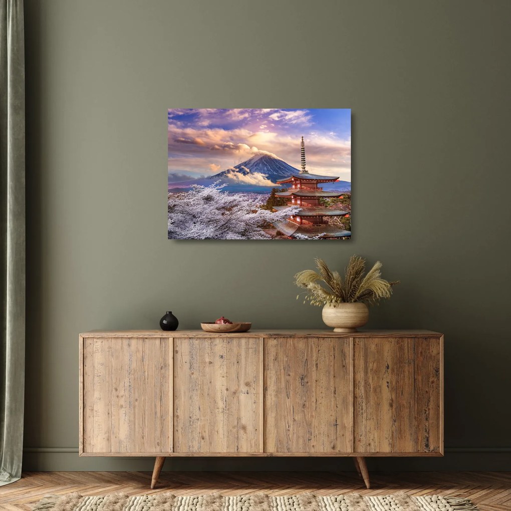 Tablou pe sticlă - Muntele Fuji (70x50 cm)