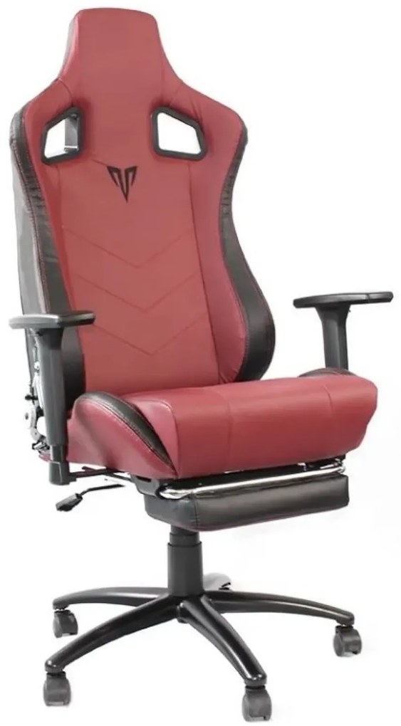 Scaun gaming, ergonomic, masaj pernă lombară, brațe reglabile 3D, piele PU, suport picioare, rezistent 150 KG, Visiniu/Negru