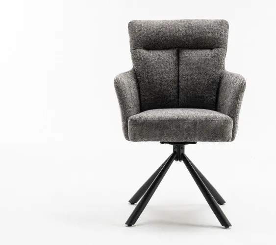 Set de 2 scaune pivotante Big George, tesatura structurata gri