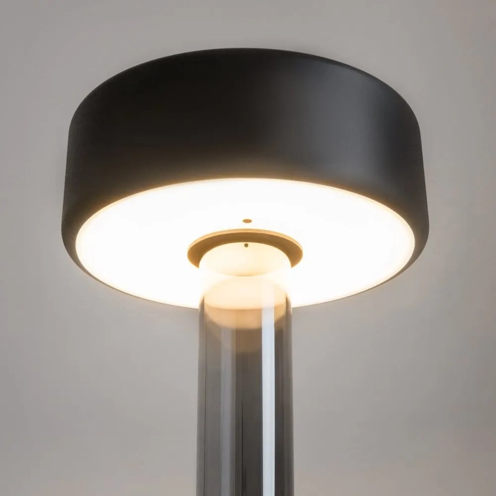 Lampa portabila cu baterii cu baza in forma de vaza AI design negru/ fumuriu