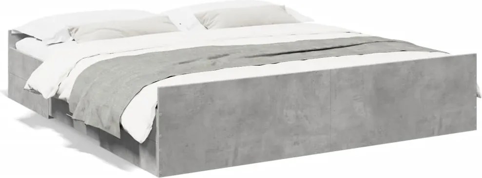 vidaXL Cadru de pat cu sertare gri beton 200x200 cm lemn prelucrat