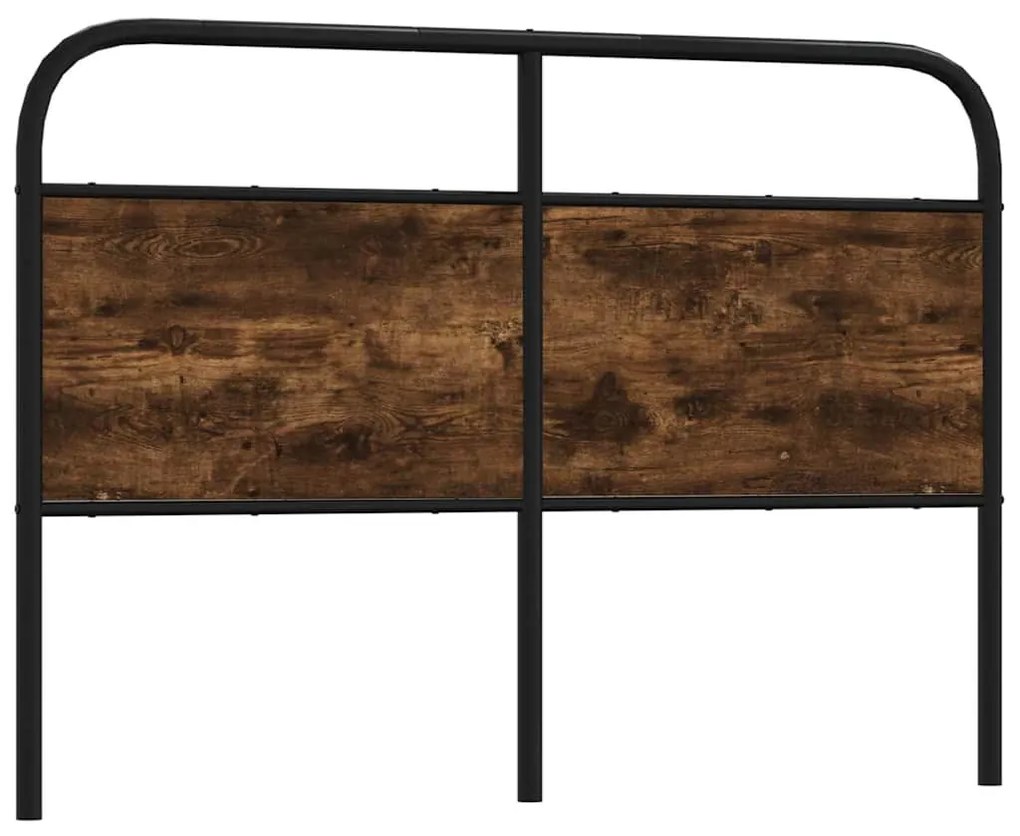 vidaXL Tăblie de pat de schimb stejar afumat 135 cm oțel și lemn prelucrat