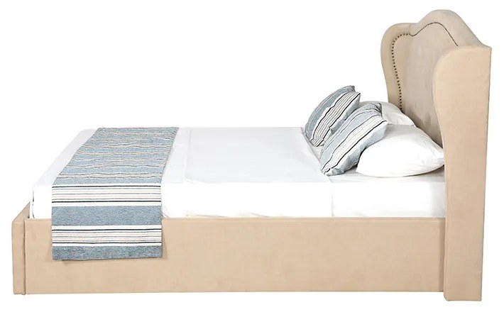 PAT CATIFEA CU SOMIERA RABATABILA SI TABLIE INCLUSA CHARM, 160X200X130 (160X200) CM, SPATIU DEPOZITARE, CULOARE CREM