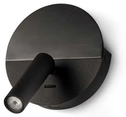 Aplica cu reader LED directionabil stil minimalist DUAS USB C negru