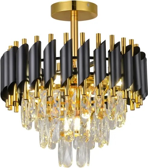 Brilagi - Lustru aplicat ECLIPSE, 5 x E14, 10 W, 230 V, Ø 38 cm, negru/auriu