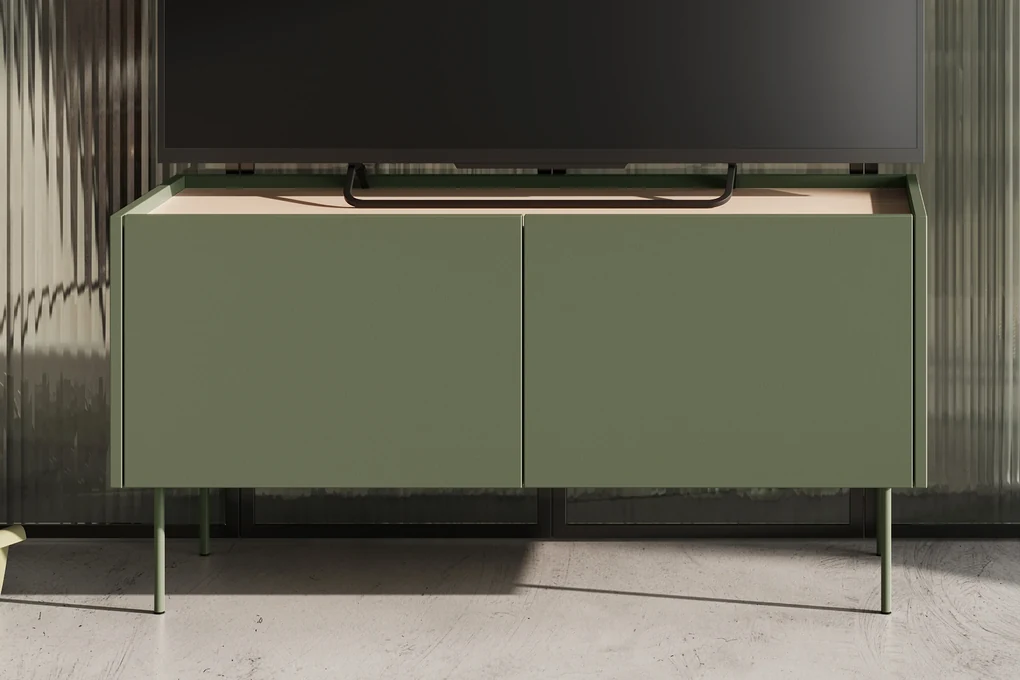 Dulap TV Desin 120 cm cu picioare metalice - stejar maslin / nagano
