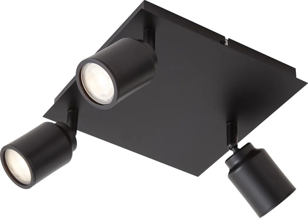 Spot modern pentru baie negru pătrat 3 lumini IP44 - Ducha