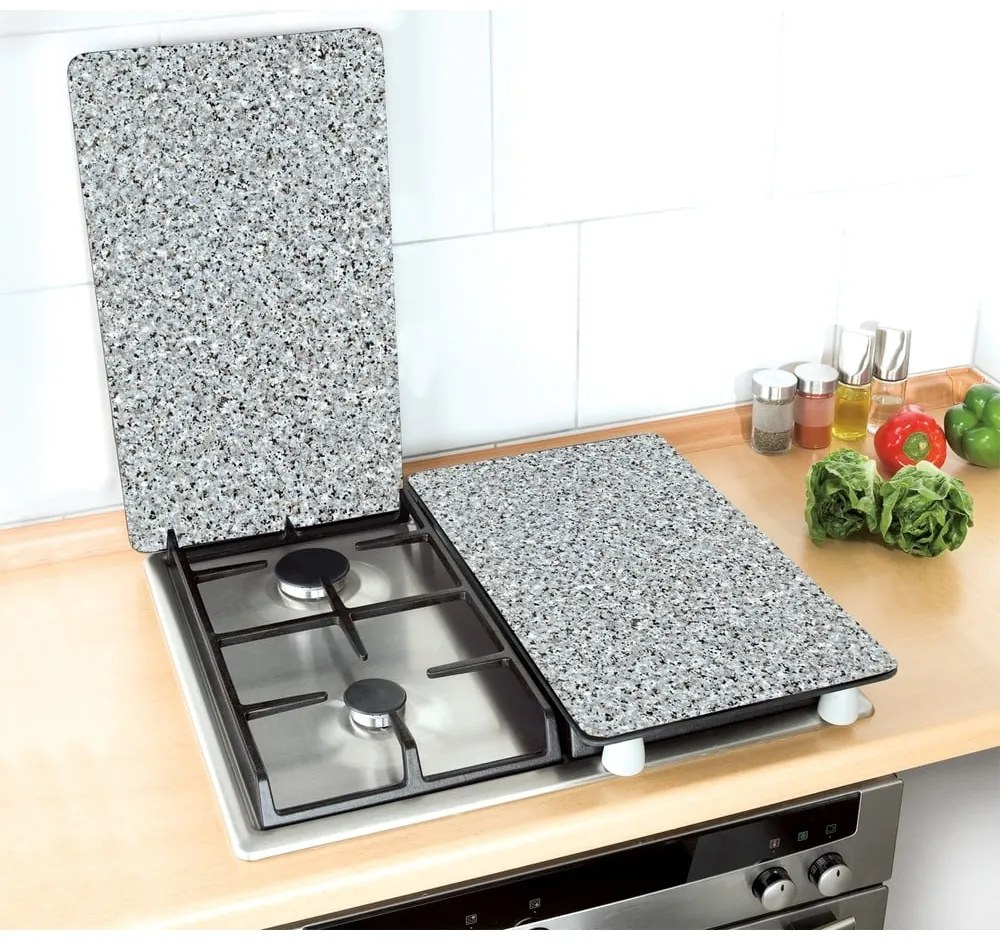 Set 2 protecții din sticlă pentru aragaz Wenko Granite, 52 x 30 cm