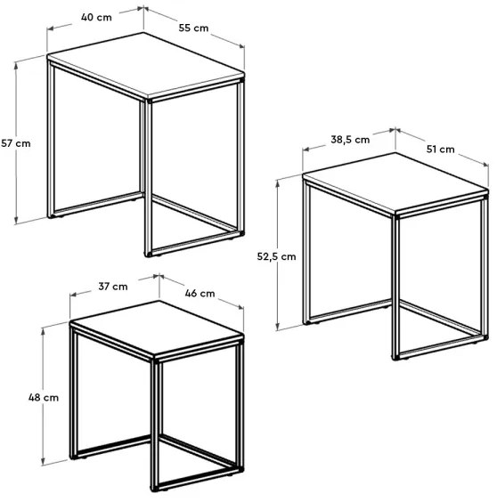 SET 3x măsuță de cafea maro