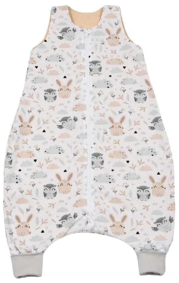 Sac de dormit cu picioare de vara pentru copii 18-36 luni Kidizi Forest Friends 0.5 tog, mansete transformabile in soseta