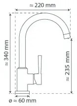 Schütte 79116 - Baterie pentru chiuvetă CORNWALL, crom lucios