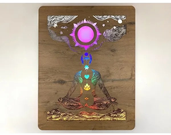 Li-Go 4421/A/4 - Decorațiune LED de perete LED/10W/5V 30000 mAh 70x90 cm stejar/chakre