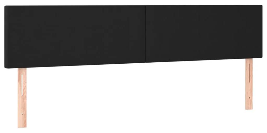 Pat cu arcuri, saltea si LED, negru, 160x200cm, piele ecologica Negru, 160 x 200 cm, Design simplu