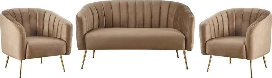 Fotoliu de design, ţesătură Velvet maro/gold crom-auriu, BAGY