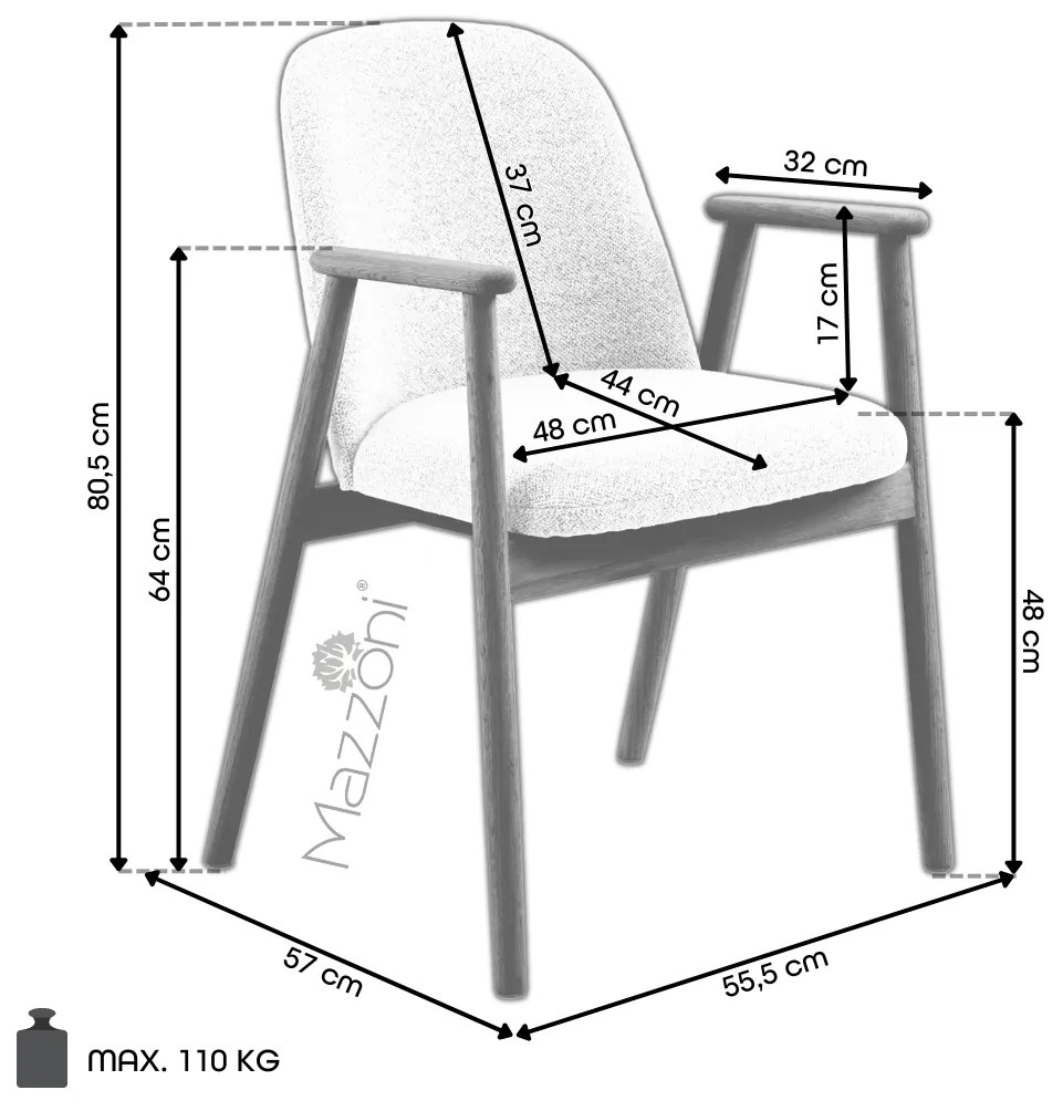 MAZZONI EXPORT RODERIC Bej (material Apia 453)/cadru stejar albit uleiat - SCAUN DE LEMN CHENILLE PENTRU SUFRAGERIE LIVING BUCĂTĂRIE RETRO