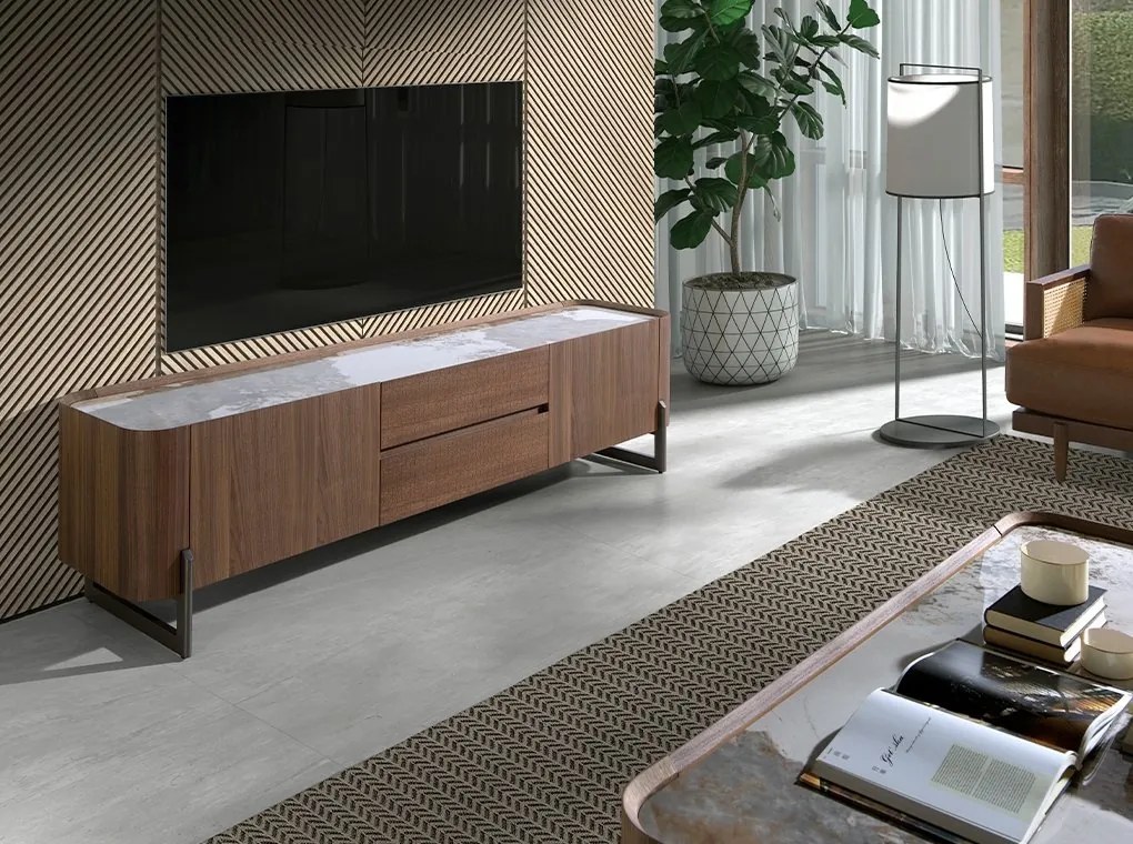Comoda TV deosebita design LUX Walnut-Marble