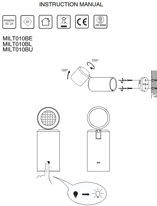 Lampa cu baterii pentru perete sau portabila Milan visiniu